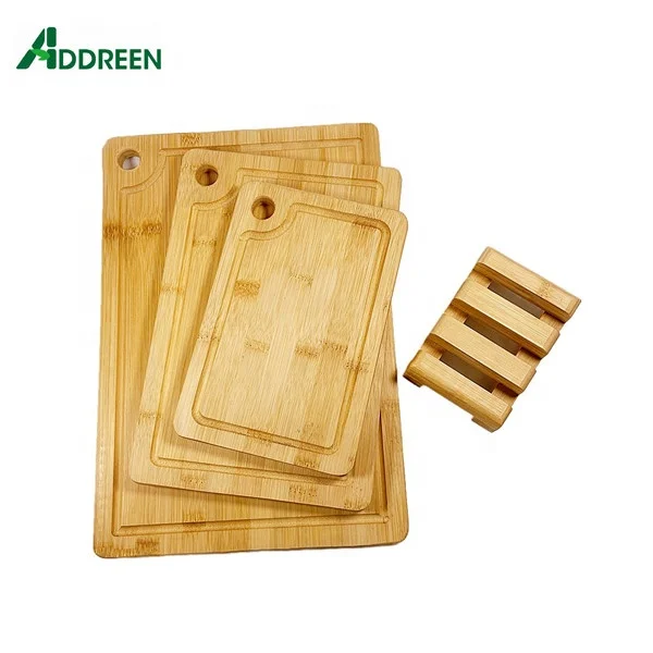 

Amazon hot sale bamboo cutting board with 3 pcs set chopping board, Natural bamboo color