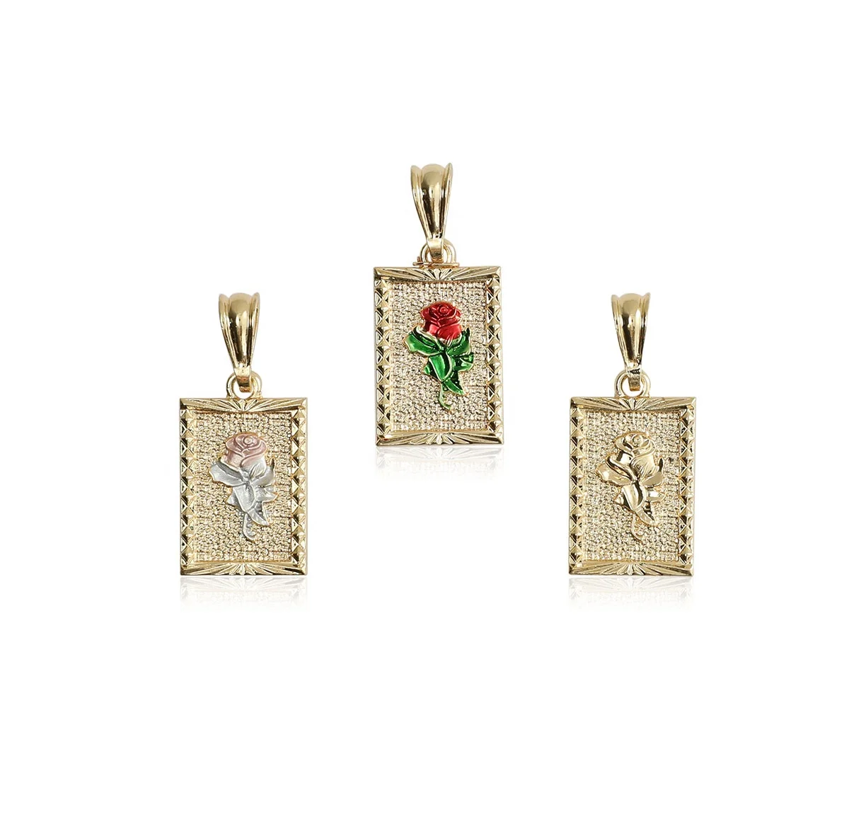 

High-quality 14k Gold Picture Frame Rose Pendant Retro Style Miss Pendant