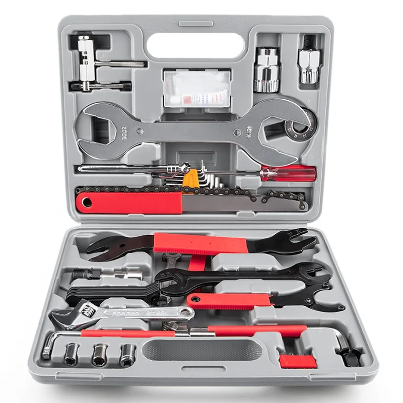 

Bicycle Repair Tools Kit Box Professional 22 kinds Parts Repair Super Complete Universal Bike Tools, Black