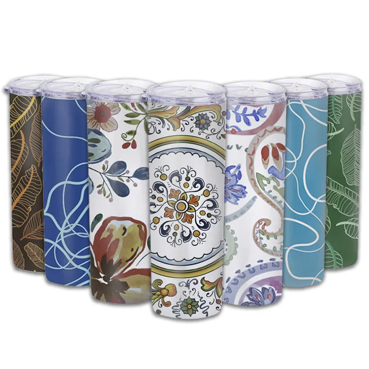 

Russian festival Stainless Steel Metal Double Wall Drinking Water Bottle Skinny Drinking Tumbler with Straw Lid, As picture