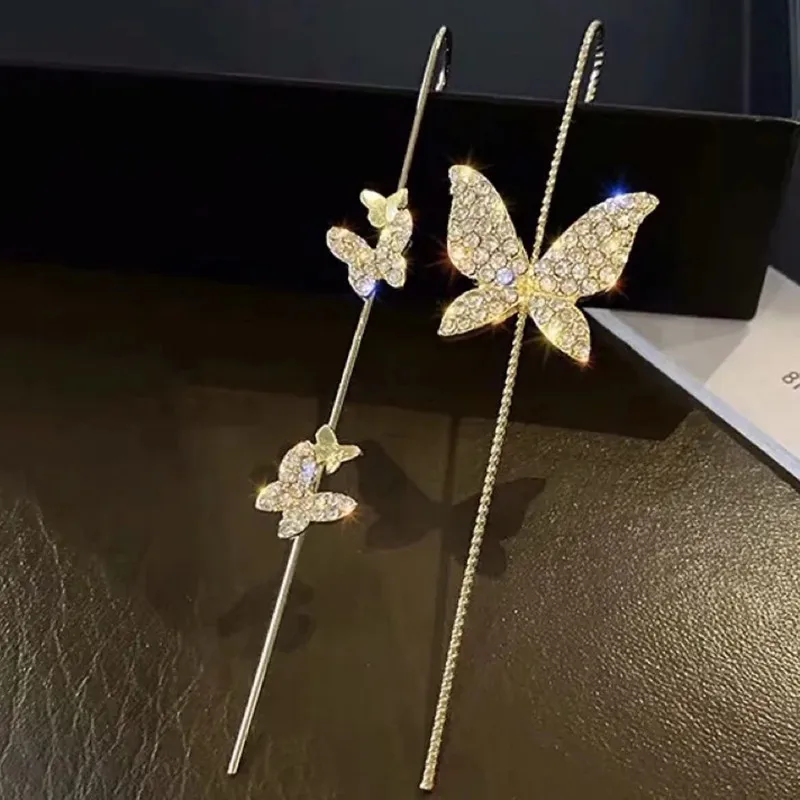 

2021 New Arrival Piercing Auricle Ear Needles Crystal Zircon Starfish Hook Earrings Cz Zirconia Cuff Earrings