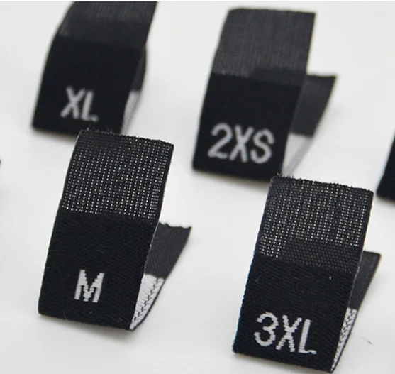 

Wholesale Polyester Woven Size Label Center Folding,Hot Cut End For Clothes, Black