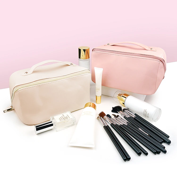 

Travel Journey Tour Storage Gathering Makeup Brush Toiletry Cosmetic Lipgloss Organizer Make Up Pu Leather Woman Bag Pouch Case