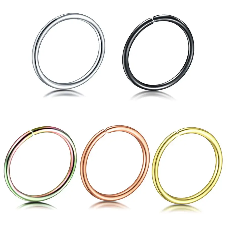 

10pcs/pack Wholesale Steel Seamless Bendable Nose Hoop Ring Septum Ear Cartilage Tragus Helix Piercing Jewelry 20G