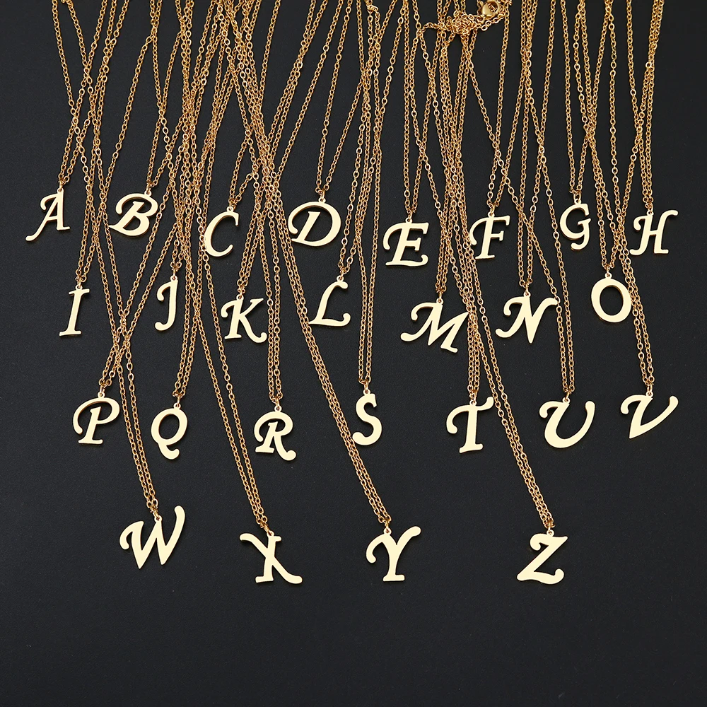 

Women Fashion Jewelry A-Z Alphabet Letter Pendant Necklaces Personalization Stainless Steel Initial Necklace Pendant Charms, Gold,silver,rose gold
