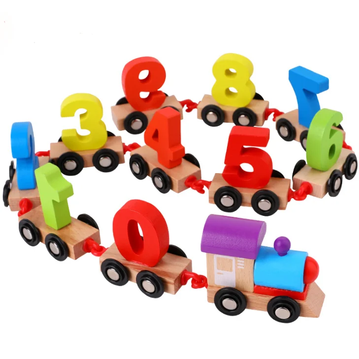 

New style hot sale Wooden digital train set wooden toys number train set wooden toys train blocks set for kids