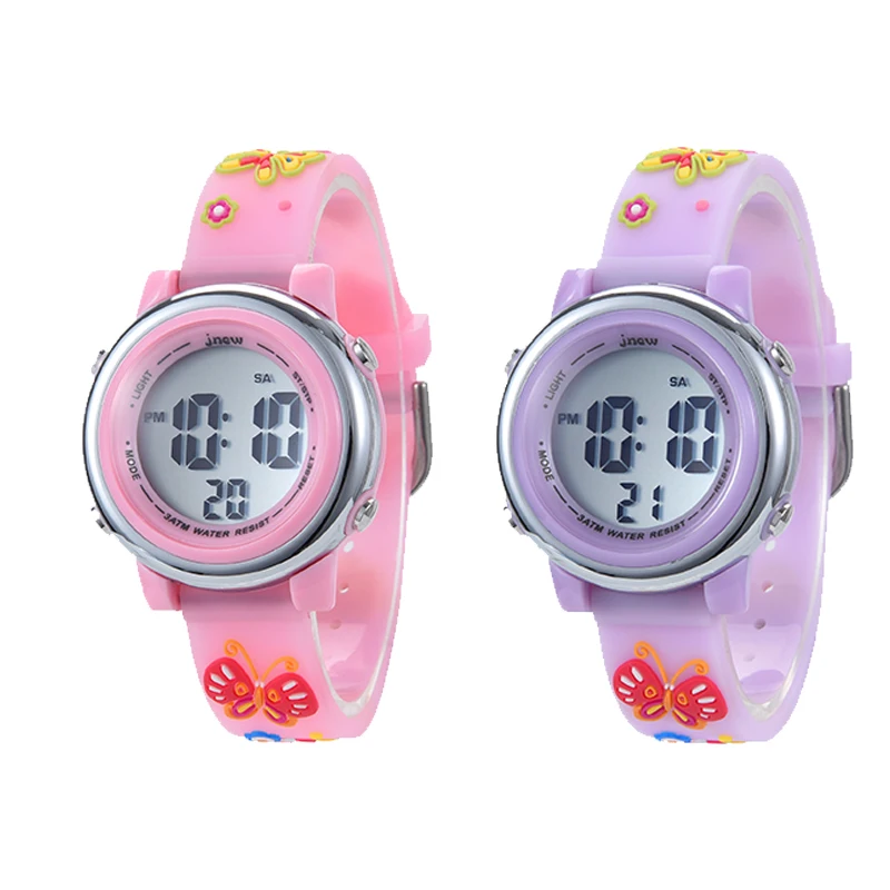 

Kids Digital Sport Watches for Girls Boys Waterproof Outdoor LED 7 Colors Backlight 3D Cartoon Band Child Wristwatch