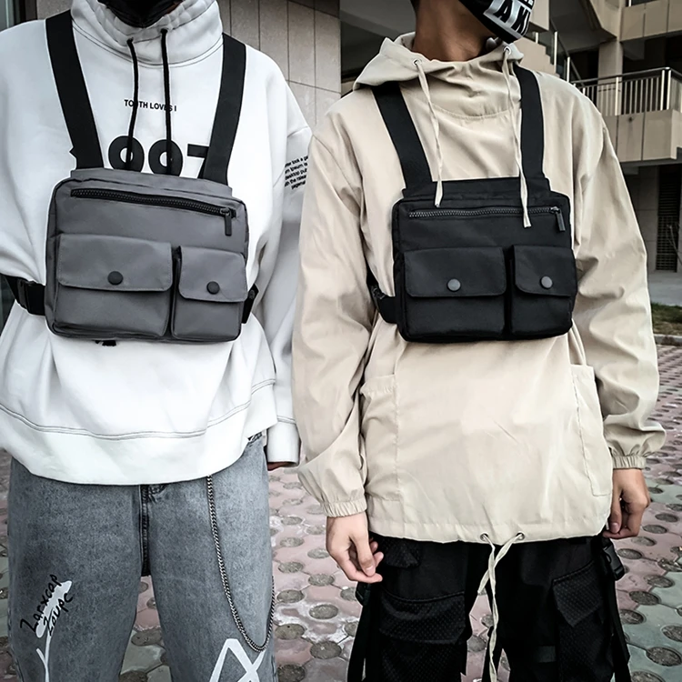 

high quality outdoor Multiple pockets Cool style men Tactical vest chest bag, Black , grey;orange;pink or custom color