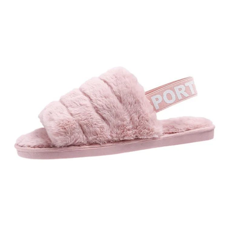 

Autumn And Winter Warm Women Cotton Slipper Flat Bottom Anti Slip Plush Shoes, As picture