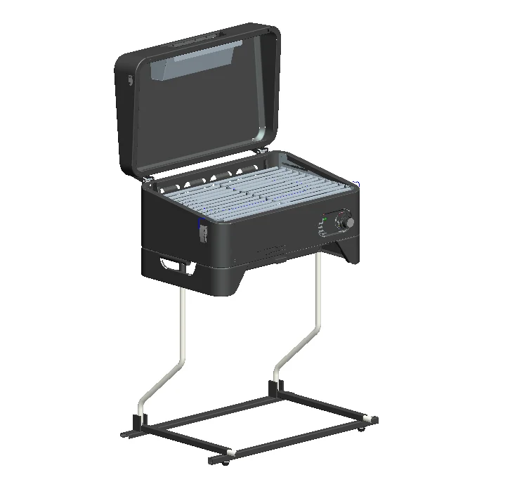 

Black Expert Outdoor Picnic Barbecue Rectangular Grill Heavy Duty 17.7 Inch propane Bbq Grill With Side kick model HT602R Table