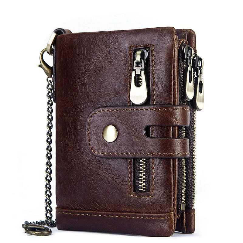 

2021 Cowhide Deluxe Wallet Casual Mini Leather Wallet Retro Gentleman Men's Small Wallet, Brown