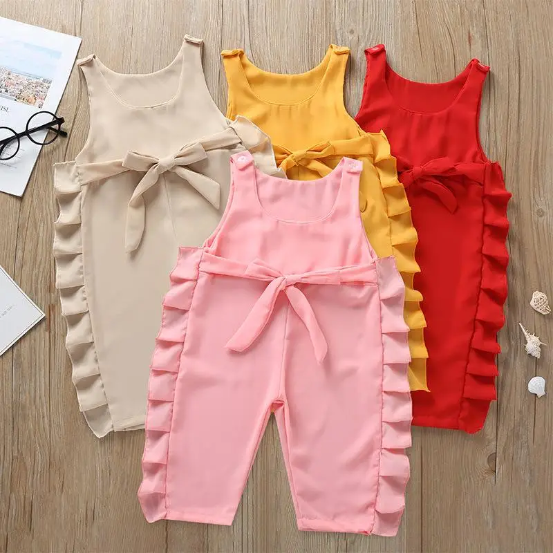 

Newborn Summer Sleeveless Baby Girl Costumes Infant Baby Girl Boy Clothing Ruffles Baby Girl Rompers Jumpsuit Overalls, As picture