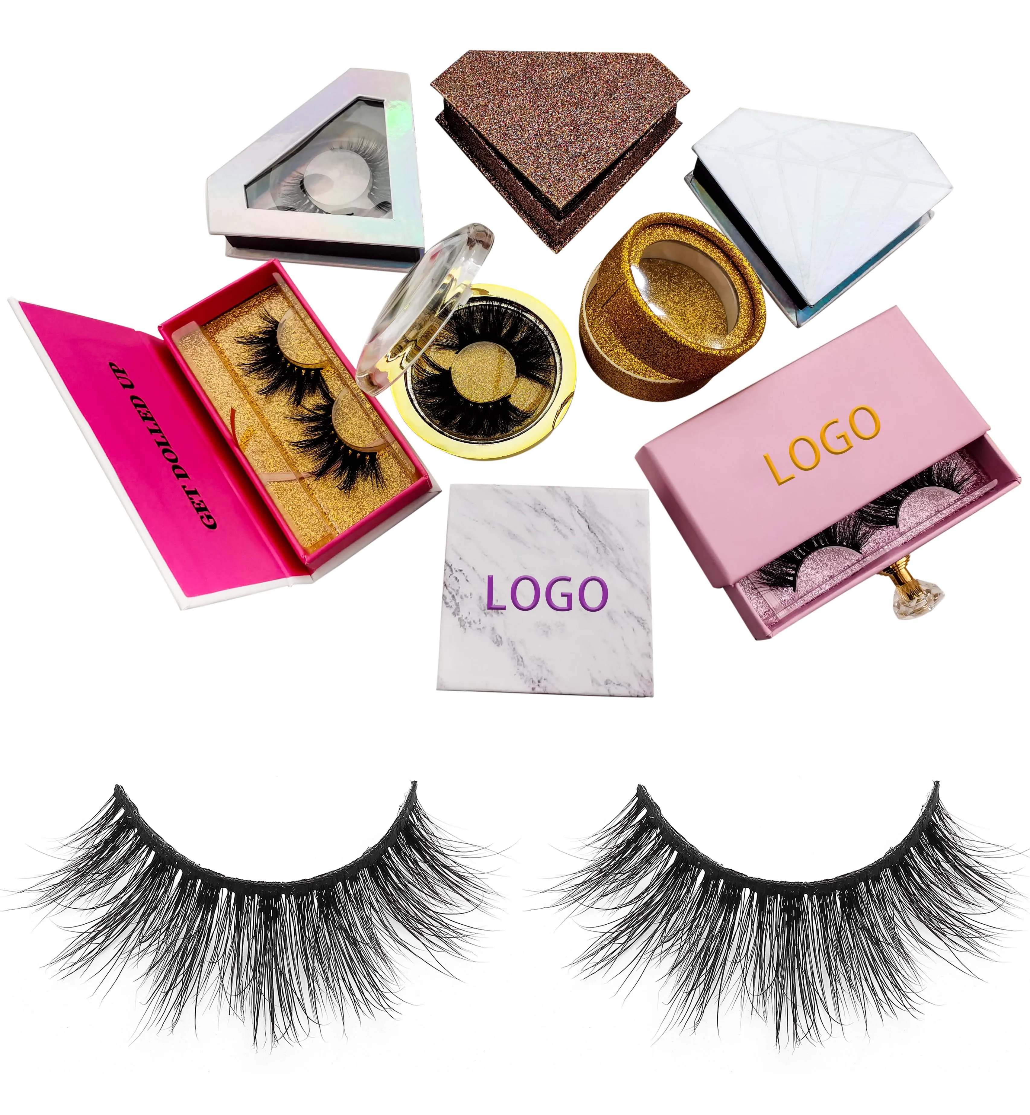 

Factory supplier 100% real fur soft hair 3d mink eyelashes, can be customized packaging box, Black