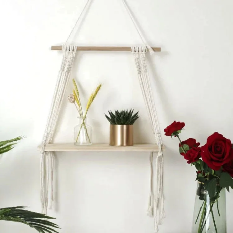 

Macrame hanging plant shelf flower pot holder boho home decor, Cream white