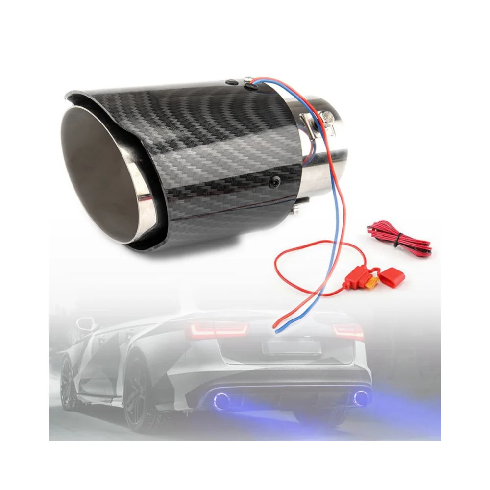 

Automobile Modification Parts Carbon Fiber LED Light Bolt Clamp LED Exhaust Tip Muffler Tailpipe Tip