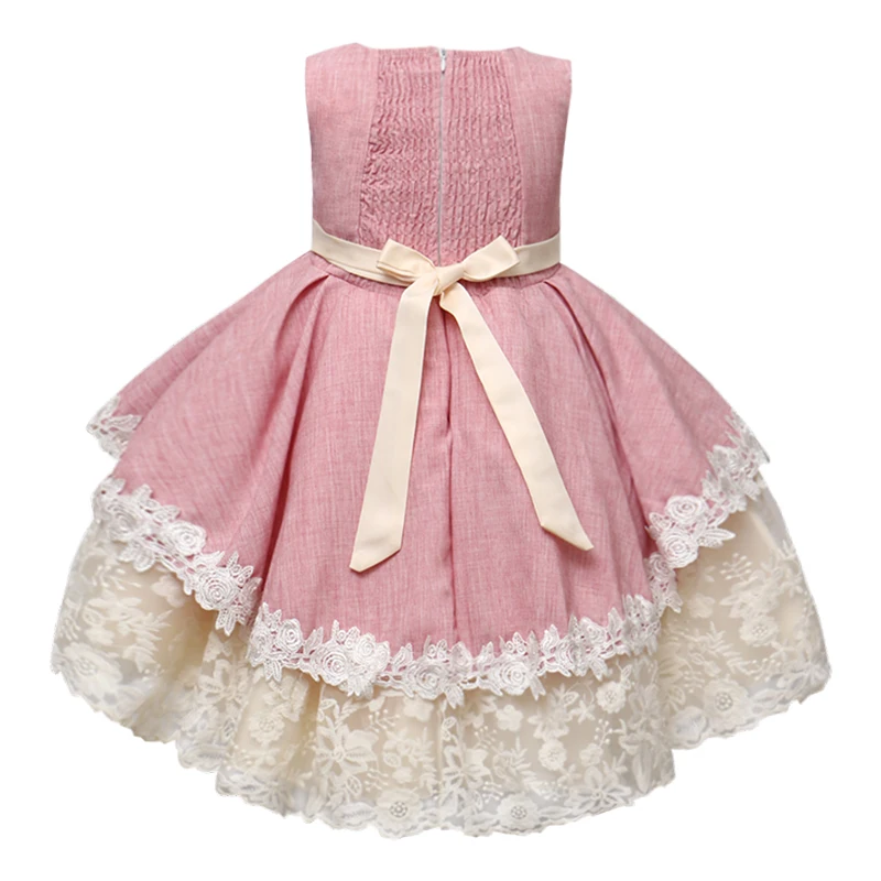Children Kids Summer Sleeveless Vintage Cotton Lace Baby Gowns Frocks 4