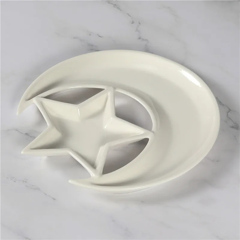 

Wholesale modern home wedding tableware plates creative moon star plate dish ceramic porcelain plates
