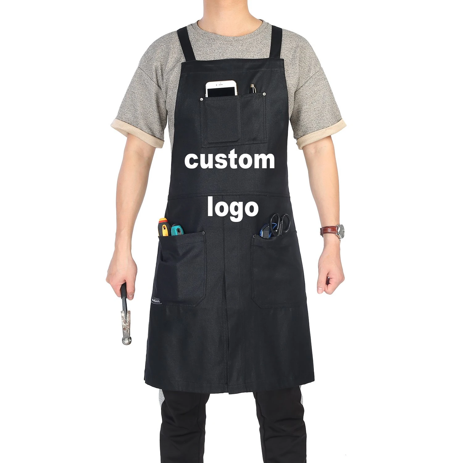 

Wholesale Cheap Custom Logo Printed 100% Cotton Full Length Kitchen Apron, Customized