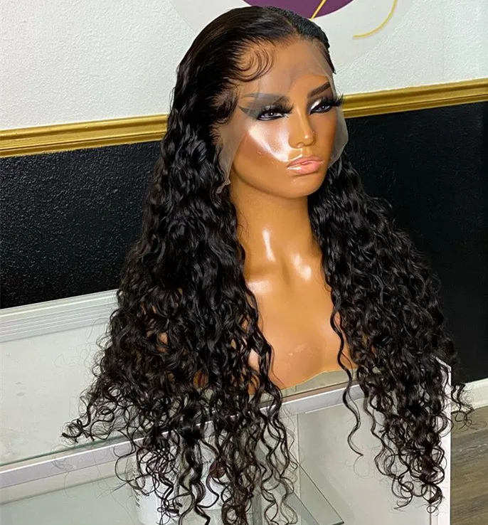 

Lace Frontal Wigs Pre Plucked 150 %Density Water Wave Curly 13x6 Lace Front Human Hair Bob Wigs With Baby Hair Brazilian Remy