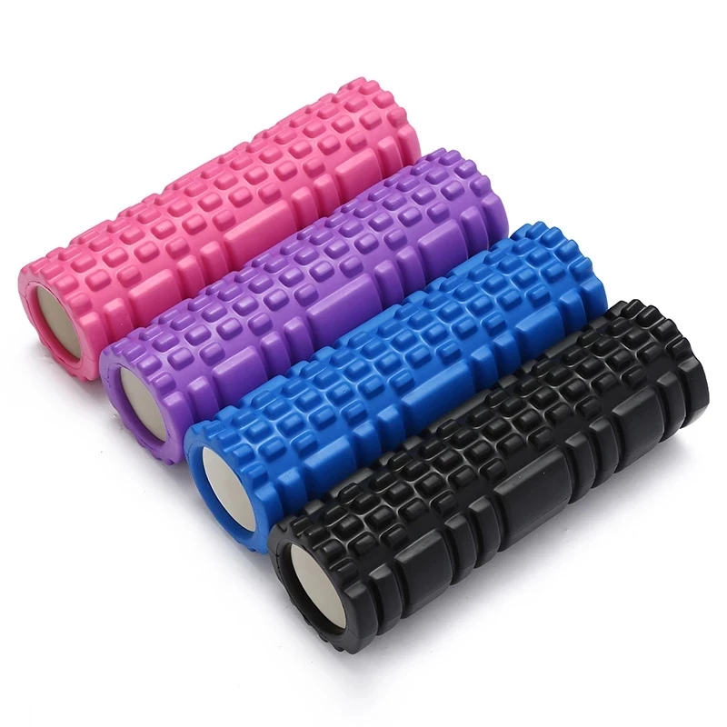 

13 Inch Pilates Gym Fitness Exercise Back Muscle Massage Roller Custom Grid Eva Yoga Foam roller for Muscle Massage, Blue, pink, purple, black