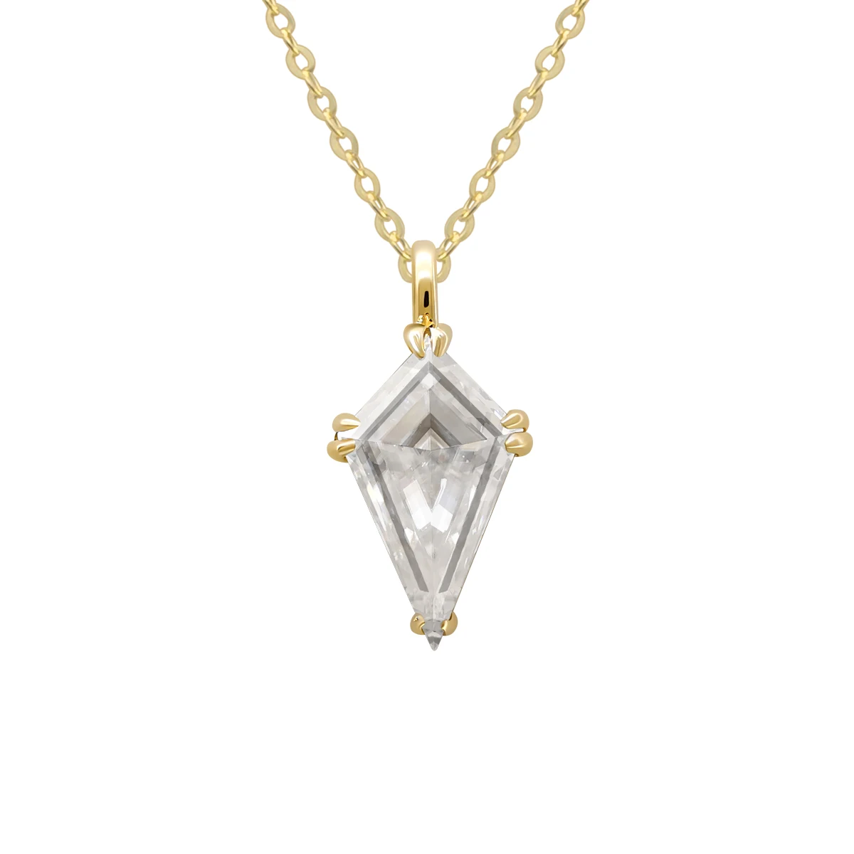 

AU585 14k Gold Jewelry Solid Yellow Gold Necklace Special Stone Cut 1ct Moissanite Necklace For Girl