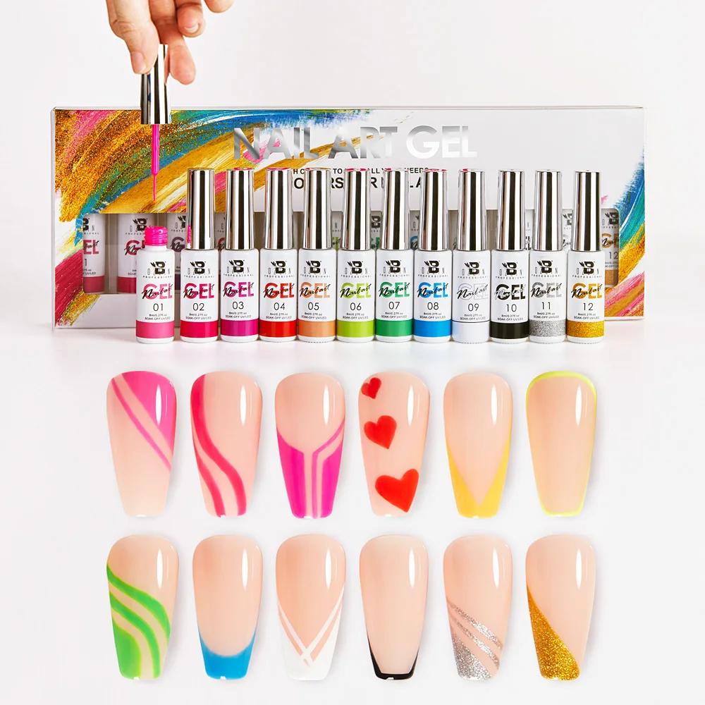 

White Black Red Color Gel Liner Nail Art Painting Gel Polish In Bottle Liner Gel Polish Kit
