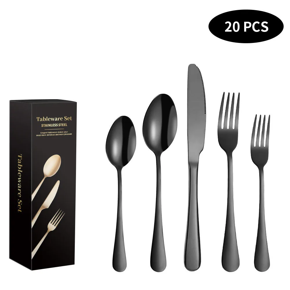 

410 Titanium Plated Stainless Steel 20-piece Cutlery Set Western Steak Cutlery Set Holiday Gift Set