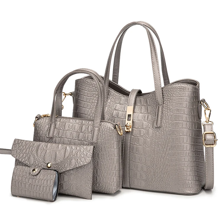 

Summer Fashion Cheap High Quality Ladies Crocodile Pattern 4 Piece Purse And Hand Bags Luxury Handbags Set For Women