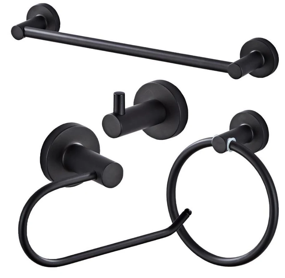 

Hot Sale High Quality Hotel Chrome Black Accessories Bathrooms 4pcs set, Black, chrome-plated