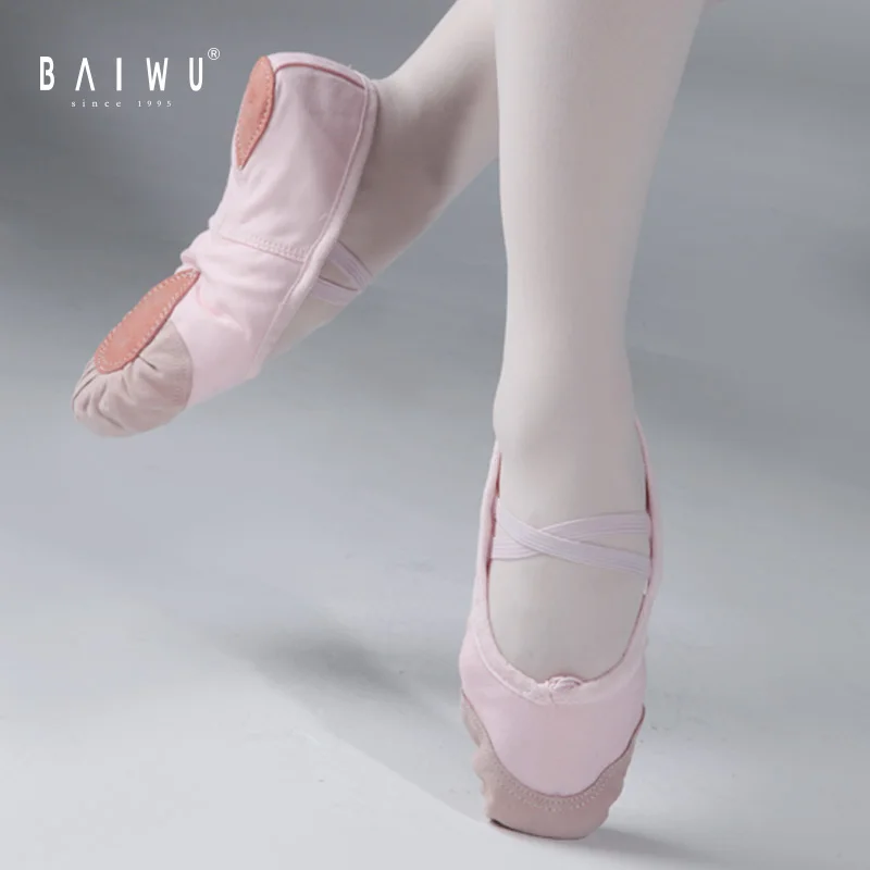 

08B5B005 Wholesale Baiwu High Quality Women Ballet Flat Canvas Shoes, White, pink, red, black