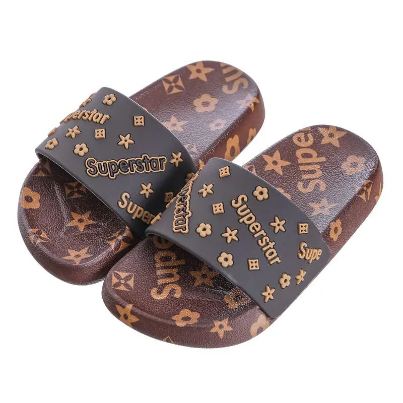 

Shangzhou OEM Pantoufles pour enfants New Arrival Knit Princess Soft Sole Open-toed Kids Summer Slippers, Black/white/brown