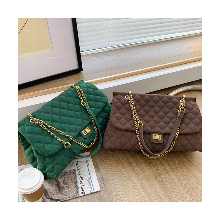 

Large Capacity Women Shoulder Bags Retro Quilted Diamond Lattice Crossbody Bags Casual Big Tote Luxury Female Chain Underarm Bag