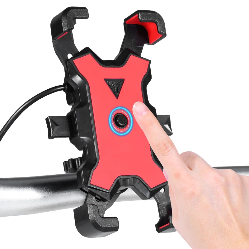 

Motowolf Abs Cycle Accessories Porta Celular Moto Motor Bike Phone Holder With Charger, Black/red