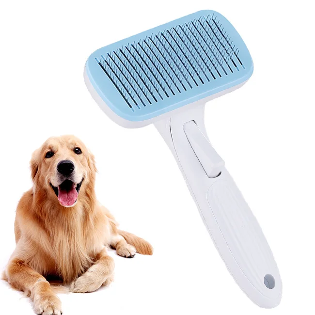 

dog cat grooming massage soft bath deshedding comb dog pet brush self cleaning, Blue, pink, grey