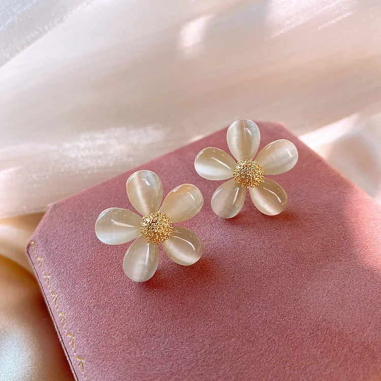 

fashion trendy wholesale opal earrings flower stud