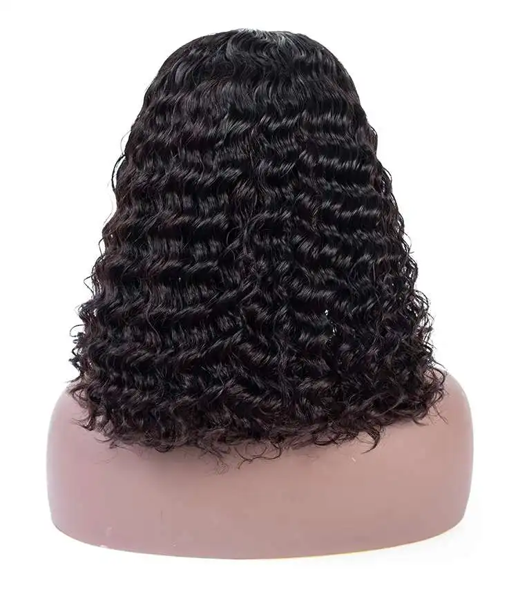 

Afro Deep Curly 13*4 Lace Front Bob Wigs, Indian Human Hair Deep Wave Lace Front Short Blunt Cut Wig Cabelo Humano