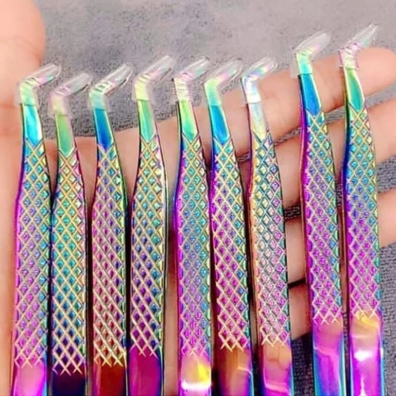 

wholesale lash tweezers stainless steel individual lashes tweezers rainbow eyelash extension tweezers set, Customer's choice