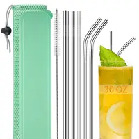 

2020 new arrivals stainless steel drinking metal straws with silicone tips reusable straws steel with Customized Logo