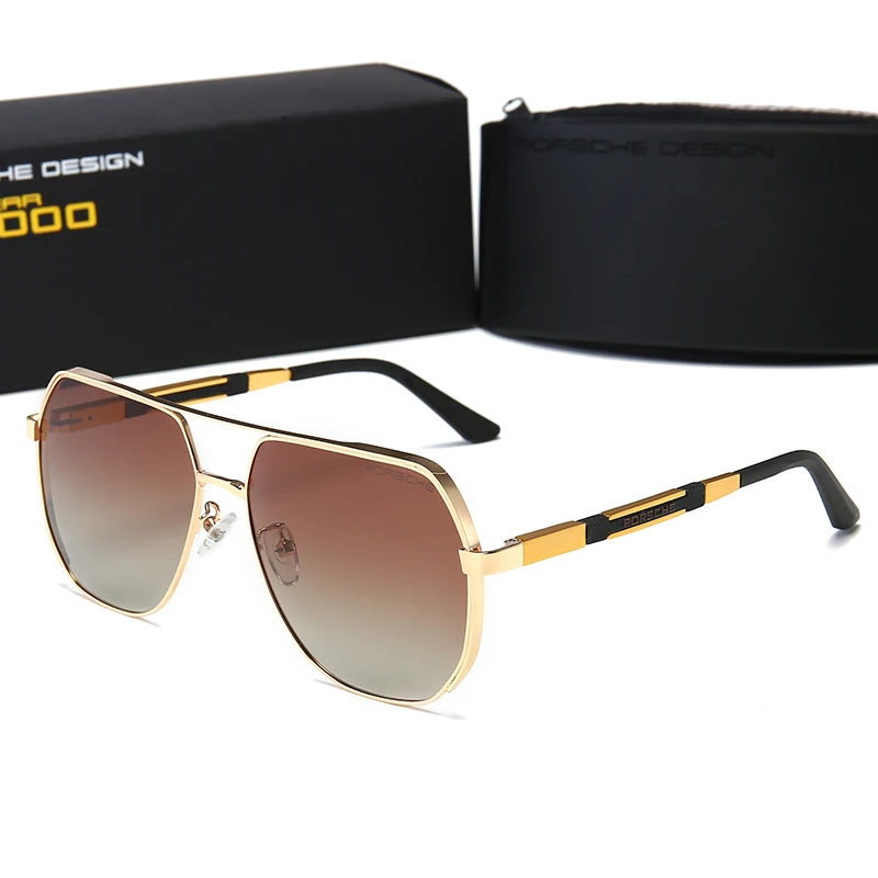 

Wholesale new men's metal polarized sunglasses, square sunglasses, personality driving fashion glasses, Custom color