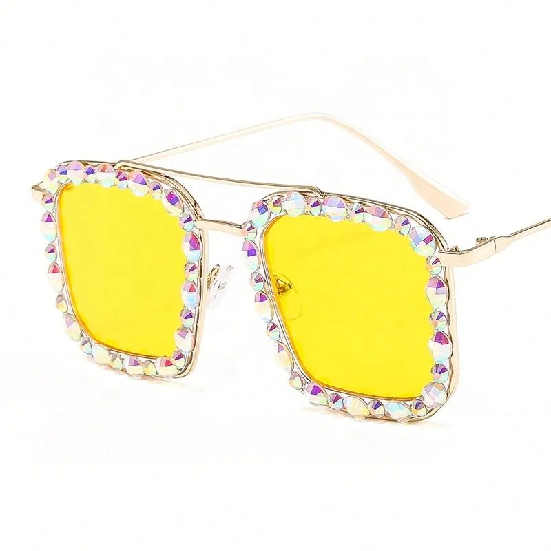 

Wholesale Square Diamond Ocean Lens Metal Glasses Color Crystal Sunglasses, Colors