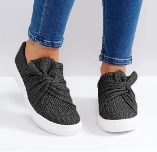 

2020 New Ladies Flat Shoes Fashion All-match Polyester Women Knitted Flat Shoes, Photo show