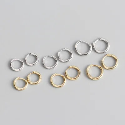 

2021 Simple Design S925 Sterling Silver Round Clip On Hoop Earrings Smooth 7mm8mm9mm Circle Earrings For Women