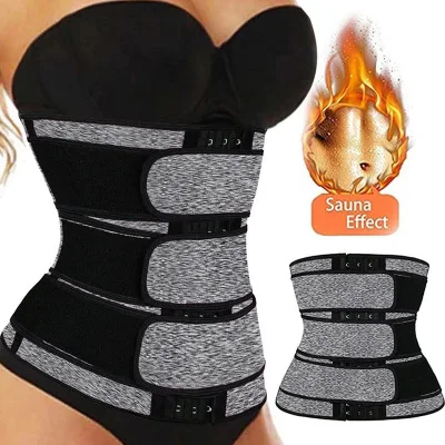 

3 Strap Sweat Waist Trainer And Shape Wear, Black, rose red, charcoal