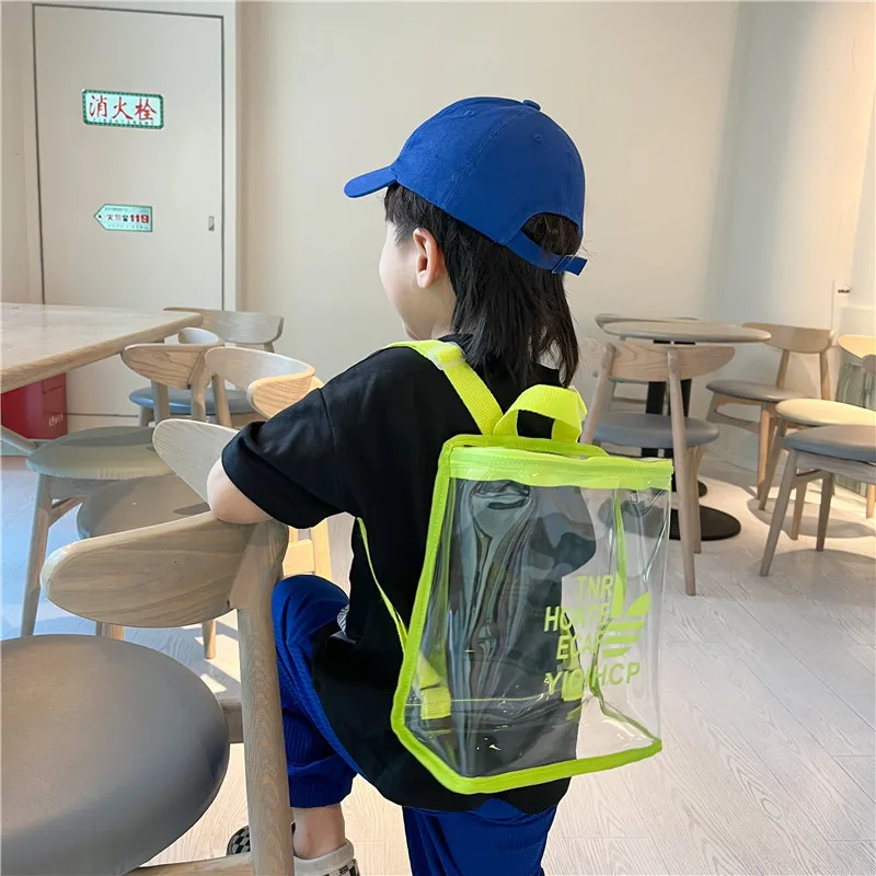 

new of niche personality transparent children's double shoulder snacks perspective small schoolbag men's and women's trend