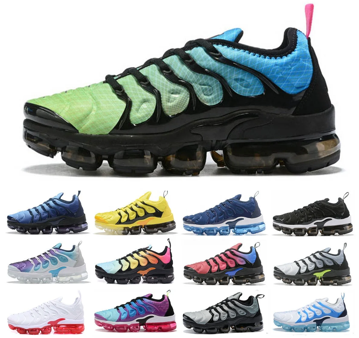 

New Women Cushion Airs Plus Sports Running Shoes Mens Rainbow Black White Breathable Sneaker Walking Maxes Size US 12 EU 36-46