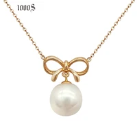 

18k Real Gold Necklace Jewelry Yellow Gold Genuine Freshwater Pearl Pendant Necklace Gold Chains for Women