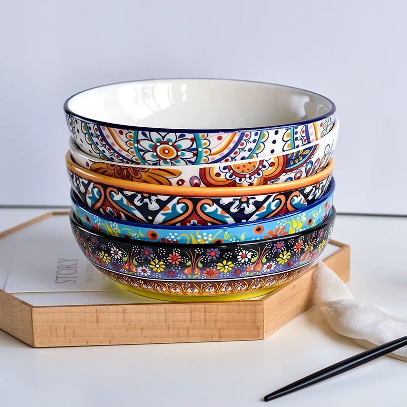 

Hand-painted ceramic underglaze household rice bowl