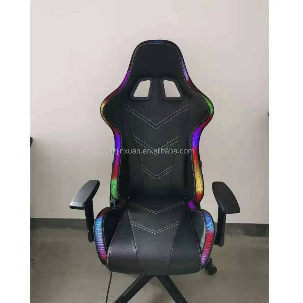 Gaming Chair With Led Light Rgb Adjustable Armrest Pu Leather Reclining