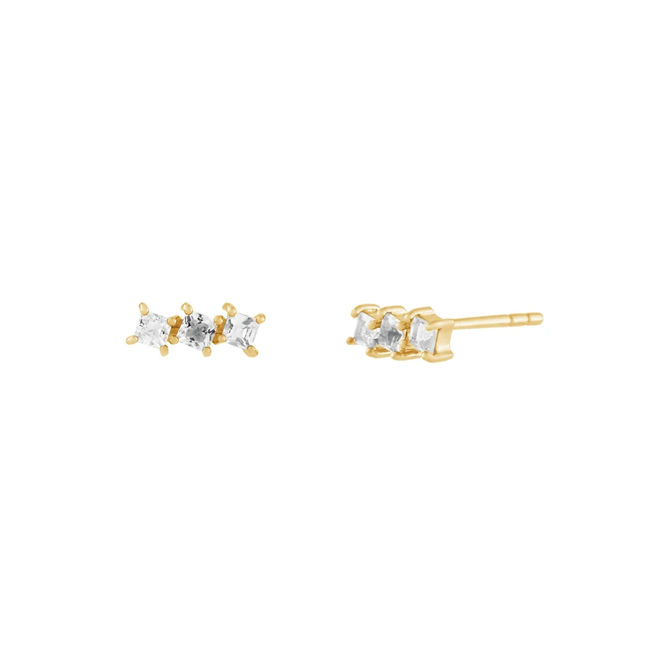

wholesale fashion elegant 925 sterling silver jewelry 18k gold plated zircon bar stud earrings for women