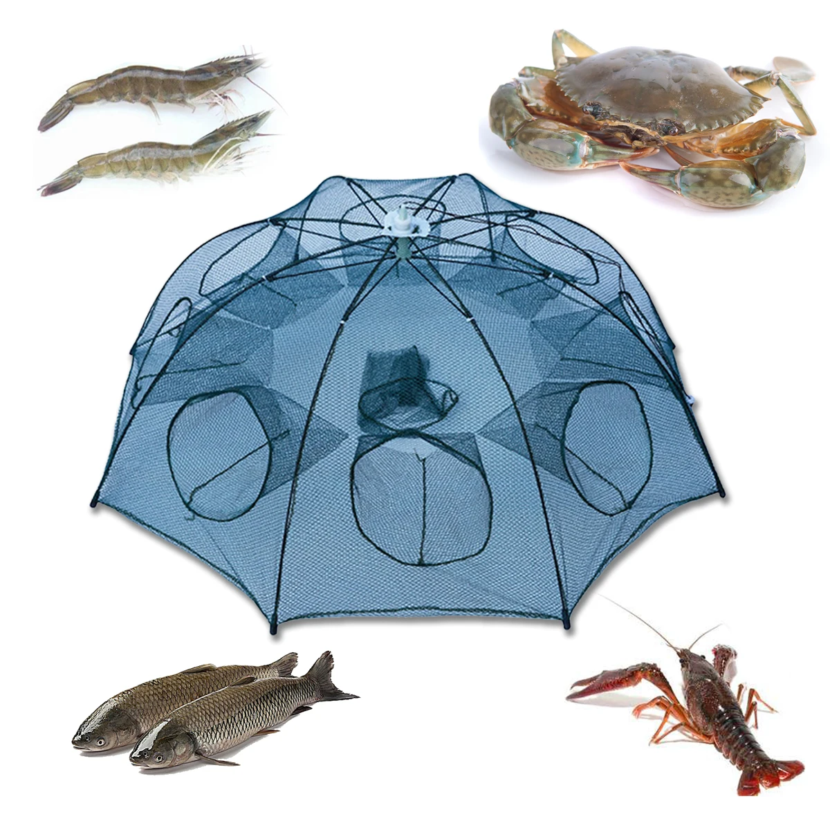 

Multi-size Fishing Bait Cast Foldable Net Trap Dip Cage Crab Fish Crawdad Shrimp Crawfish Trap